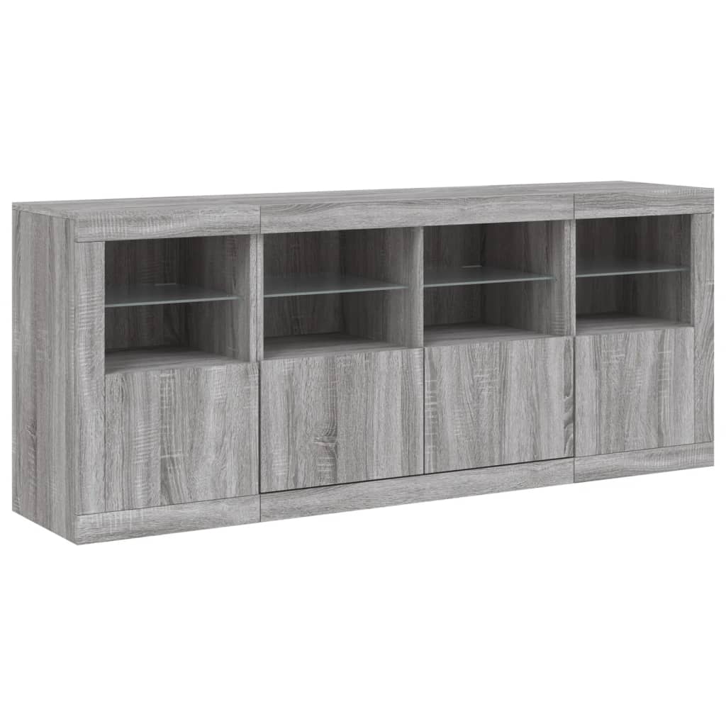 Sideboard with LED Lights Grey Sonoma 163x37x67 cm